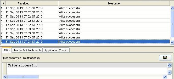 Status messages sent by the DataQueueWriter component