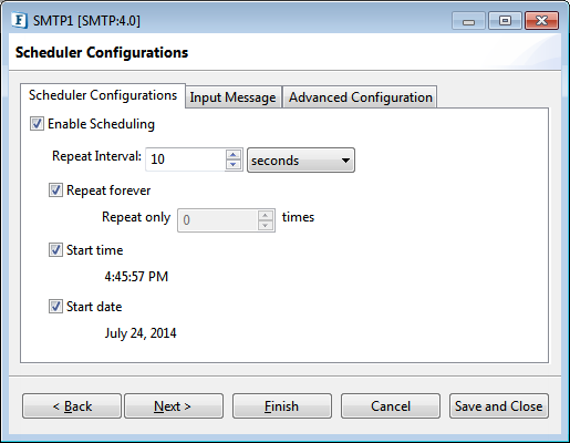 Scheduler configurations panel