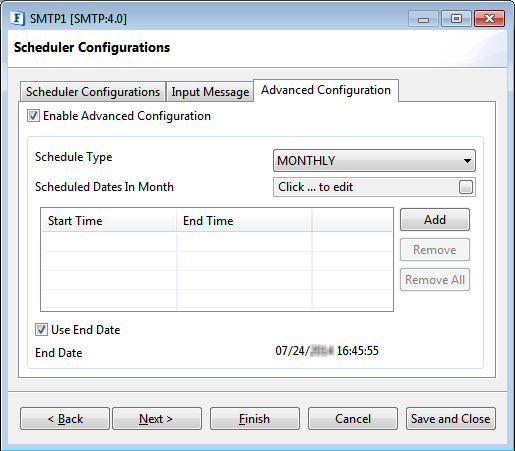 Advanced Scheduling configuration