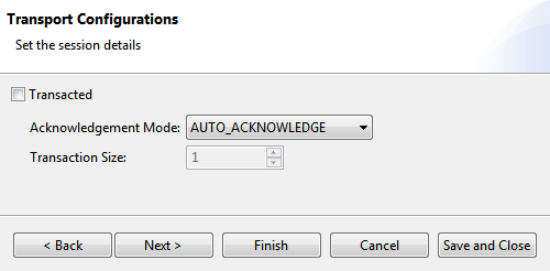 Transport configurations panel