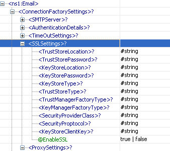 Schema changes for SSL settings when Use Connection details from input is set