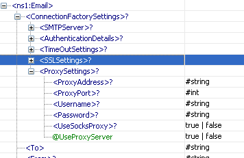 Schema changes for proxy settings when Use Connection details from input is set