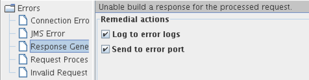 Available actions for Response Generation Error category