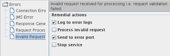 Available actions for Invalid Request Error category