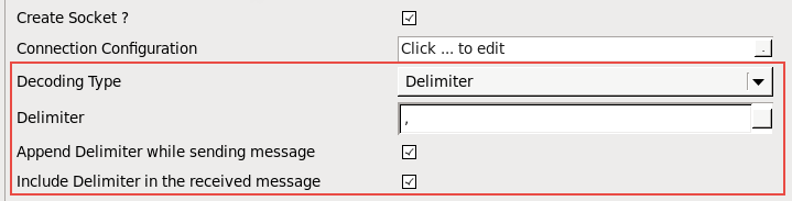 Socket Adapter Configuration in Server mode