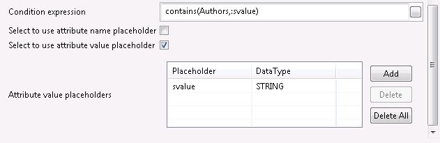 Providing the Conditional expression and adding the Attribute value placeholders