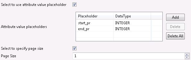 Providing Attribute value placeholder and the page size