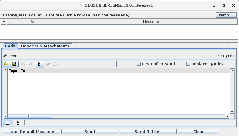 Feeder window to send input message for Subscriber