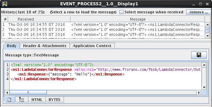 Output Message in case of Synchronous execution