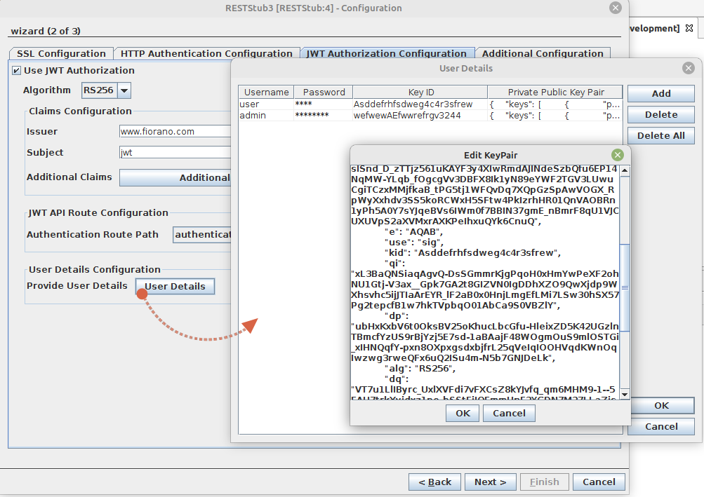 User Details configuration