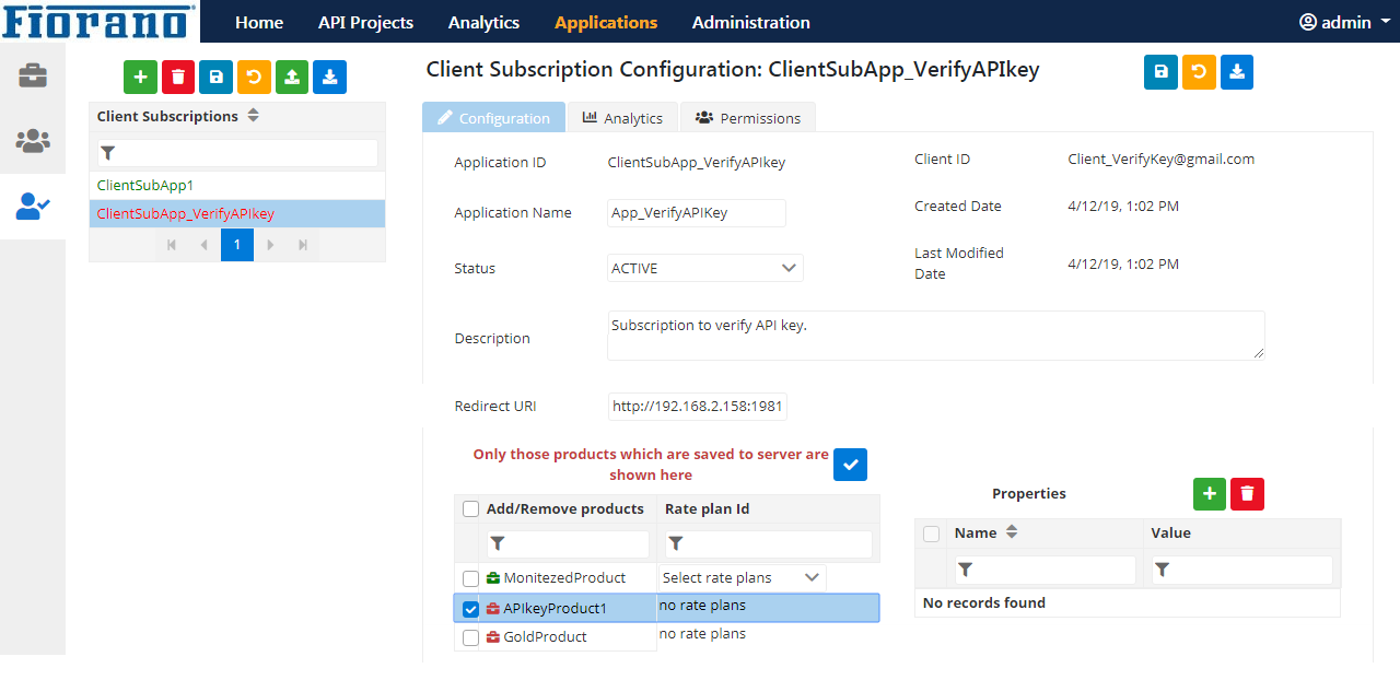 Adding the product to which the Verify APIkey project is added